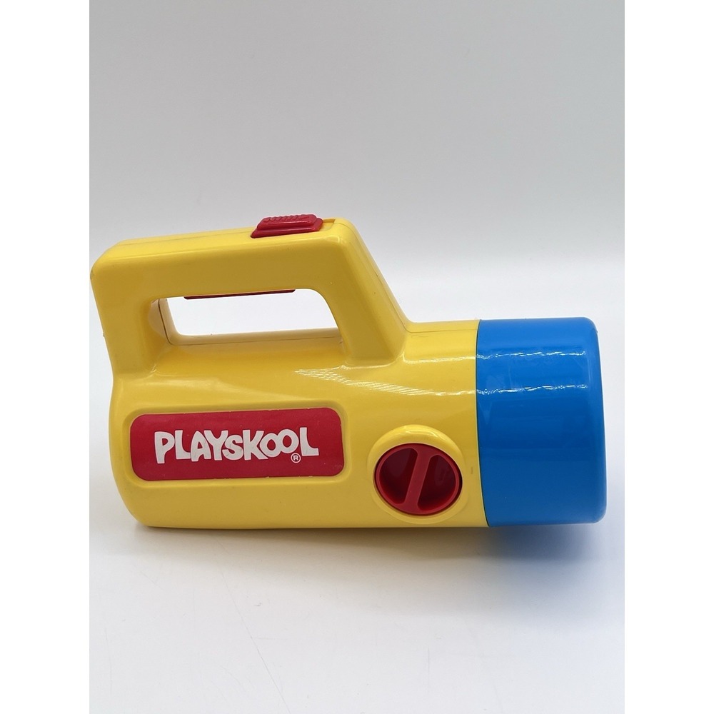 Vintage Playskool Flashlight 1986 Working Red & Green Clear Filter Lenses
